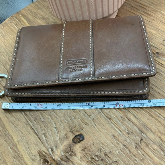 Coach Brown Leather Vintage Key Ring Card Holder Mini Wallet - Picture 8 of 9